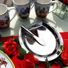 Silver Plate Horseshoe Cheese Plate W Knife