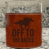 Off To the Races Faux Leather Rocks Glass