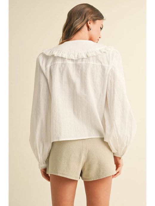 Textured Fabric with Tie in Front Blouse