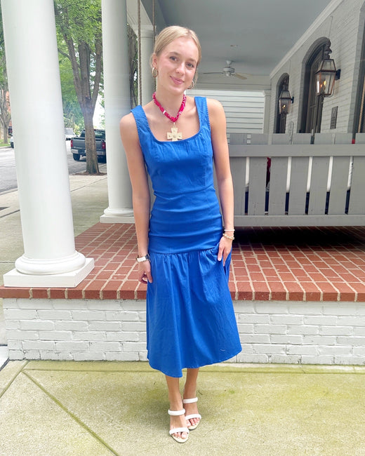 Solid Woven Midi Dress