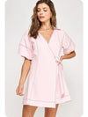 Top Stitch Wrap Collared Mini Dress
