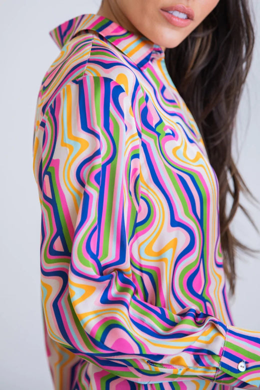 Bright Geometric Shirt Dress