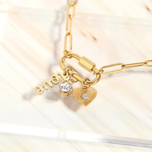 "Love" Paperclip Charm Necklace