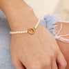Bracelet - Gold Beaded Pearl  w/Charm Holder