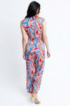 Abstract Satin Wrap Jumpsuit