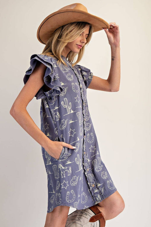 Western Graphic Mini Dress