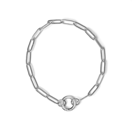 Bracelet - 7.5" Silver Paperclip w/ Charm Keepe