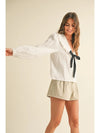 Textured Fabric with Tie in Front Blouse