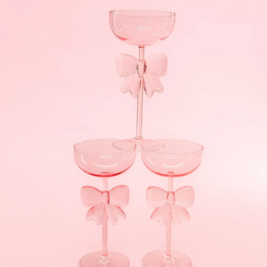 Bow & Bubbly - Pink Coupe Wine Glass