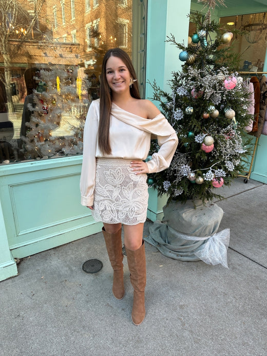 One shoulder Draped Satin Bodysuit