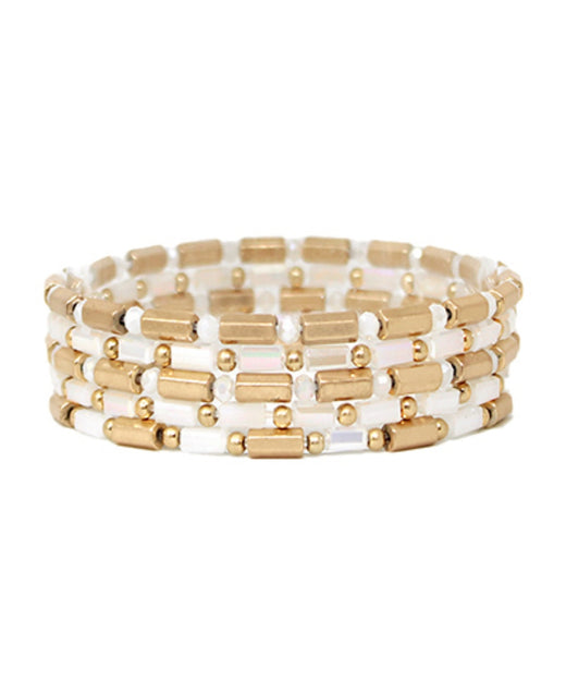 5 Row Hexagon Cylinder Beads Bracelet