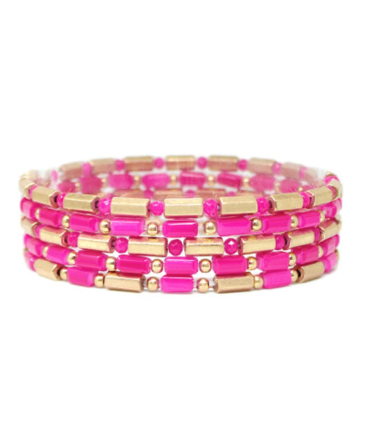 5 Row Hexagon Cylinder Beads Bracelet