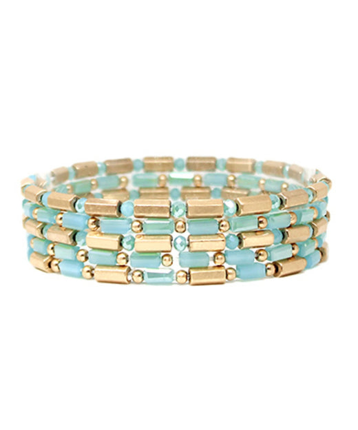 5 Row Hexagon Cylinder Beads Bracelet