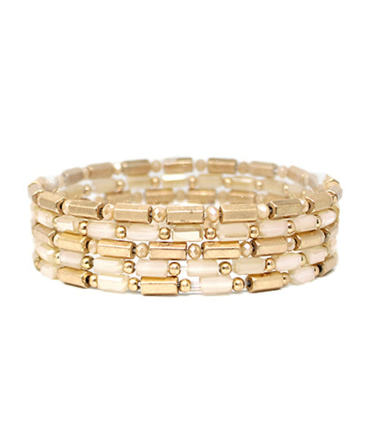 5 Row Hexagon Cylinder Beads Bracelet