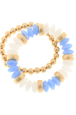 2 Row Color Rondelle Beads Bracelet