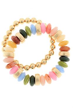 2 Row Color Rondelle Beads Bracelet