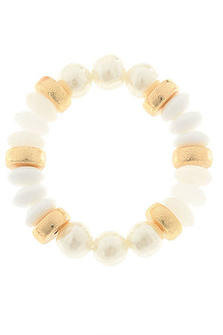 Pearl & Color Rondelle Beads Bracelet