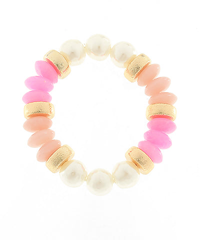 Pearl & Color Rondelle Beads Bracelet
