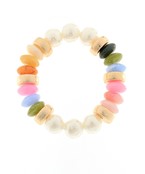 Pearl & Color Rondelle Beads Bracelet