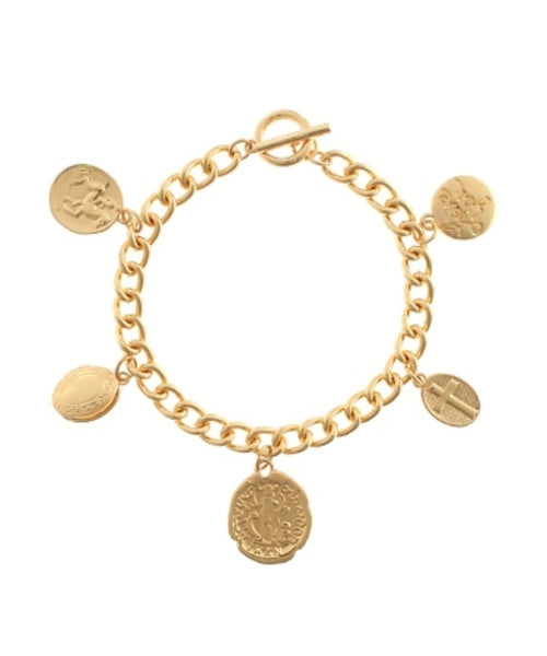5 Coin Charm Dangle Bracelet