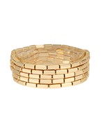 Glossy Gold 5 Row Hexagon Cylinder Beads Bracelet