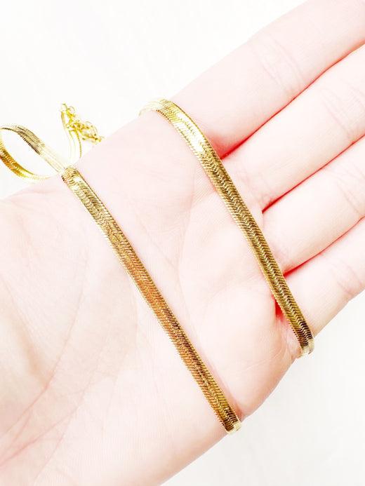 Necklace - 24K Gold Filled Herringbone Necklace