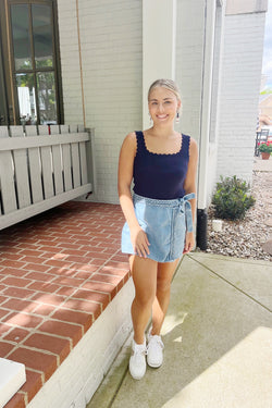 Braided Denim Skort