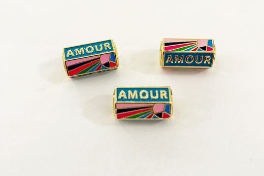 Amour Rainbow Enamel Tube Slider Charm