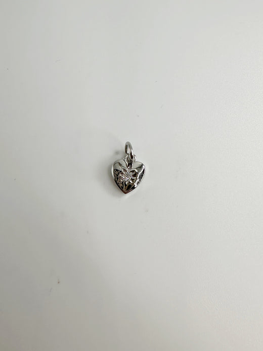 Silver Heart With Gem Charm