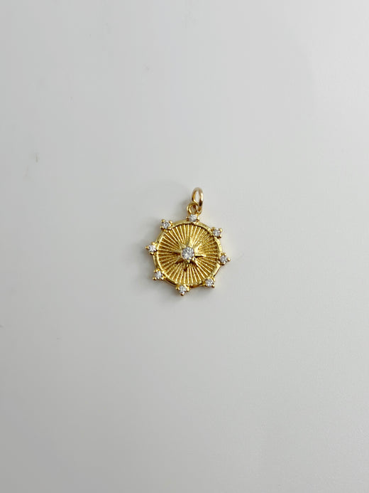 Small Etched Starburst Compass Charm