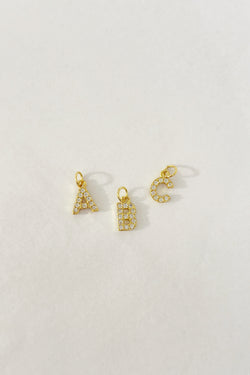 Initial Charm - Rhinestone Block