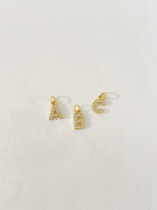 Initial Charm - Rhinestone Block
