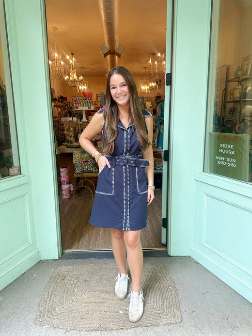 Navy Outlined Mini Dress