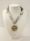 Multi Detailed Horse Two Tone Pendant Scarf Charm Necklace