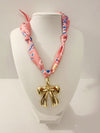 Bow Heart Scarf Charm Necklace