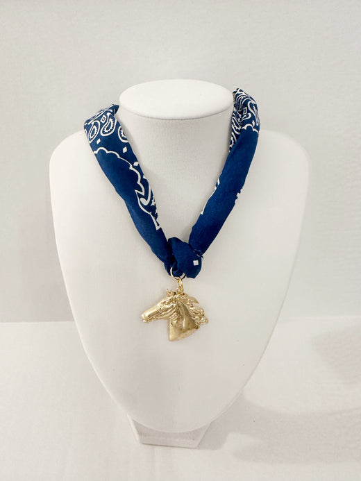 Horse Head Scarf Charm Necklace