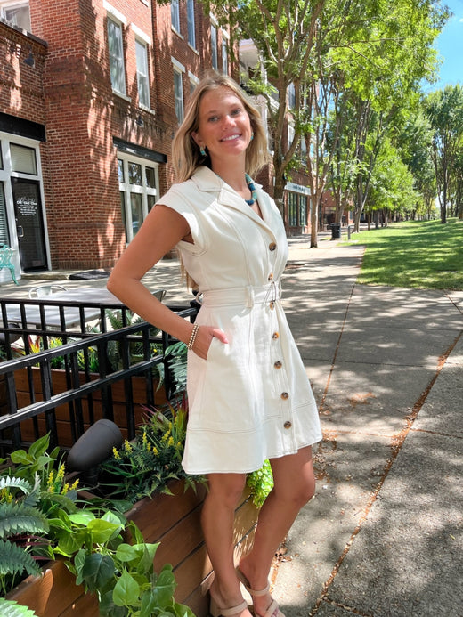 Denim Belted Mini Dress