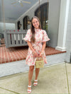 Floral and Stripe Ruffle Dress