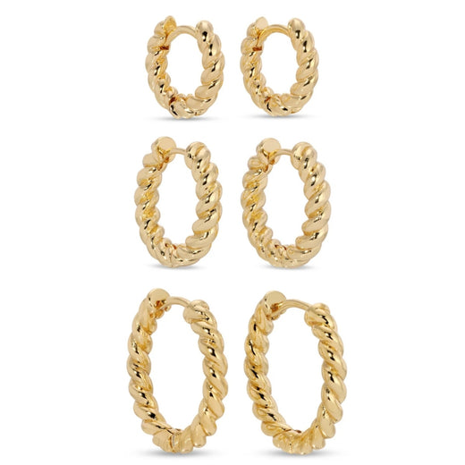 Set of 3 Twisted Huggies Earrings