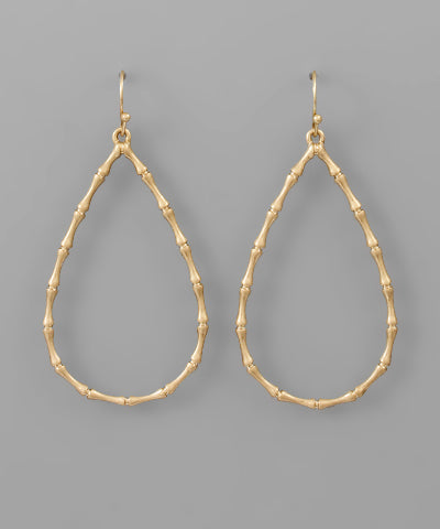 Metal Bamboo Teardrop Earrings