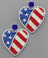 USA Sequin Heart Earrings
