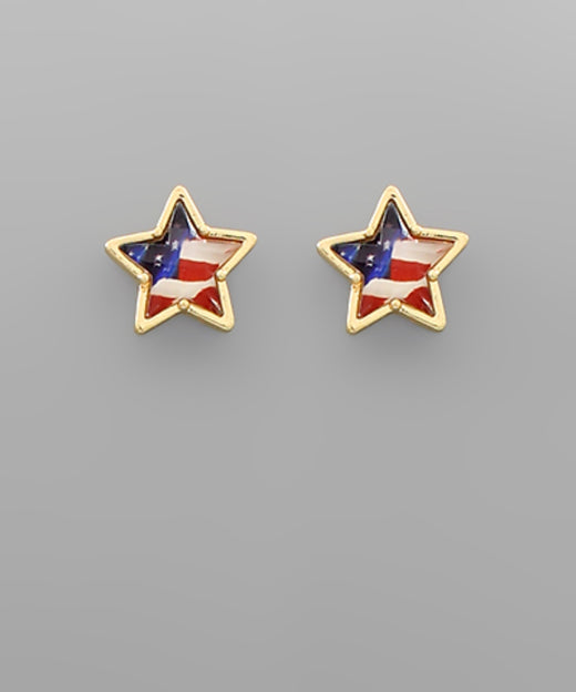 Patriotic Flag Star Studs