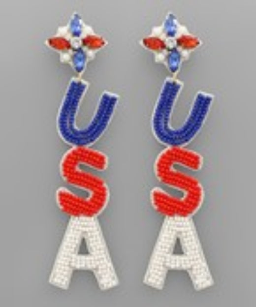 Beaded USA Earrings