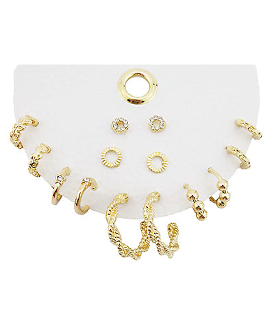Textured Metal Hoops & Studs Set