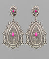 Teardrop Concho Drop Earrings