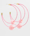 2 Hoop Earrings with Beaded Ball