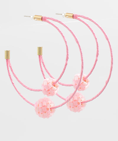 2 Hoop Earrings with Beaded Ball