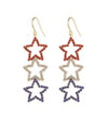 USA Pave 3 Star Drop Earrings