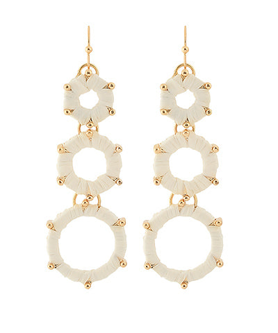 Wrapped Raffia 3 Circle Drop Earrings