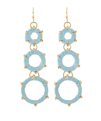 Wrapped Raffia 3 Circle Drop Earrings